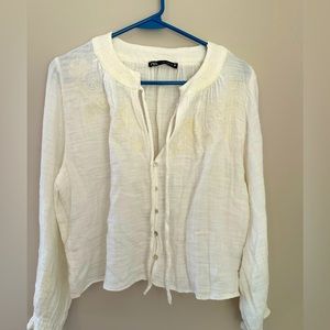 Zara XS floral embroidery gauzy tunic top